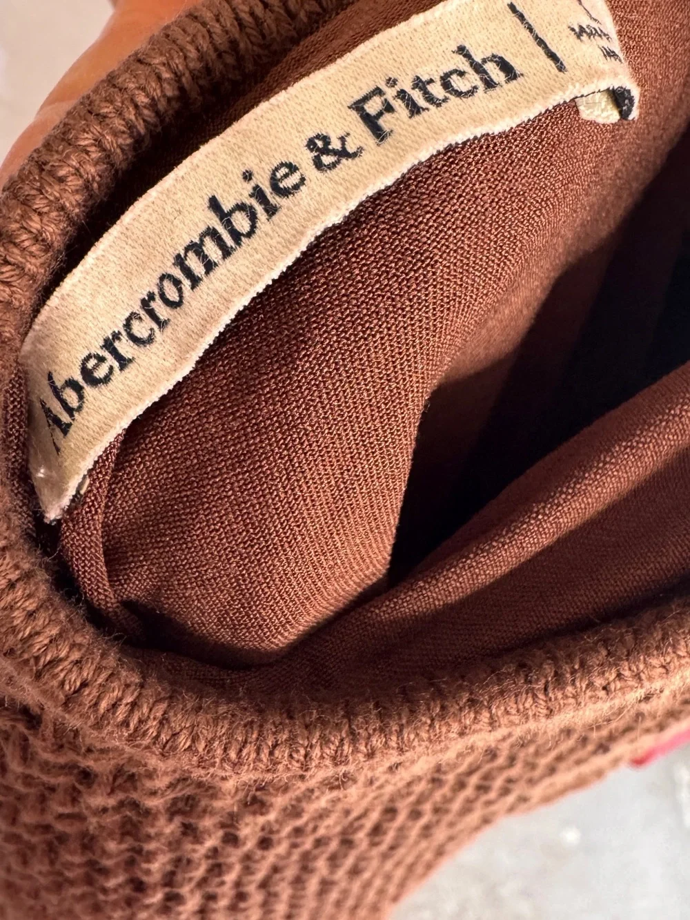 Abercrombie & Fitch Brown Crochet style Halter Maxi Dress